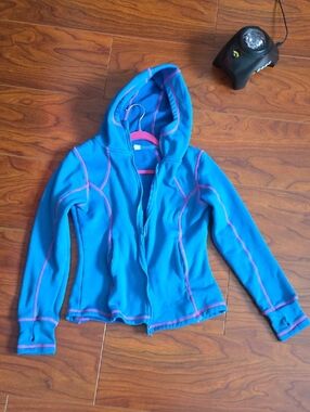 Avia Blue Hoodie with Pink Stitching Girls Zip Jacket